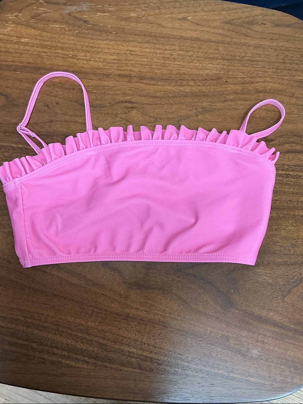 Kids Pink Ruffle Bandeau bikini top - Brand Unknown